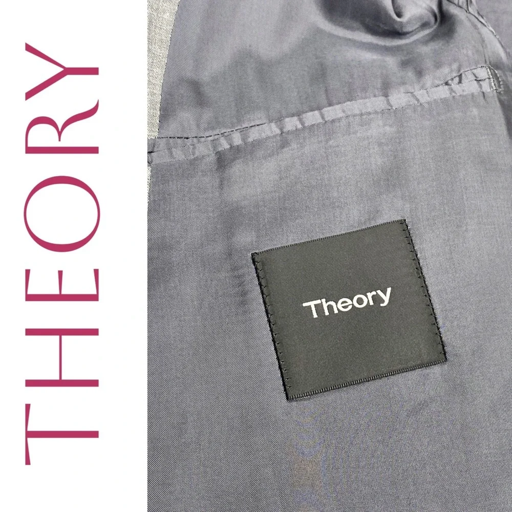 Theory Gansevoort Linen Wool Blazer Mens 38R Gray Slub Summer Suit Jacket Resort